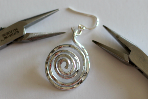 Margot Potter's Calder-inspired Earrings - , Contemporary Wire Jewelry, Dapping, Dapping Jewelry, Forging, Forging Jewelry, Jewelry Forging, Spirals, Wire Spiral, Spiral Wire Wrap, attach ear wires